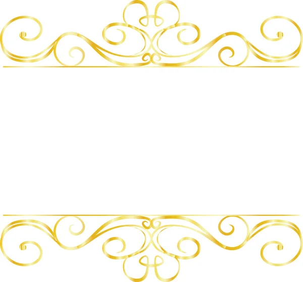Золотий Верхній і нижній антикварний візерунок рамка — стоковий вектор