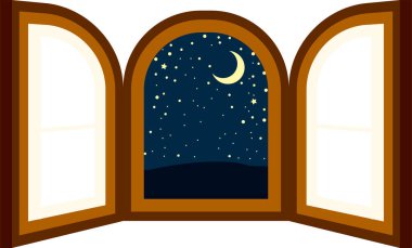 Bu, geceleri açık pencere çerçevesinin bir resmidir. 