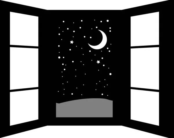 Esta Una Ilustración Del Marco Ventana Abierta Noche — Vector de stock