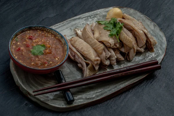Asian food style marinated steamed chicken (Betong Chickken) and