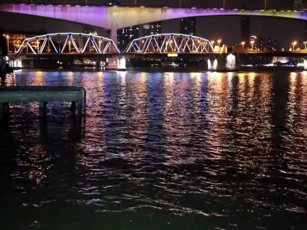 Paisaje Vista Del Río Chao Phraya Puente Krungthep Con Puente — Vídeos de Stock