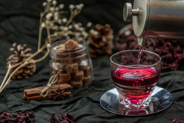 Roselle tea (Jamaica sorrel, Rozelle or hibiscus sabdariffa ) is