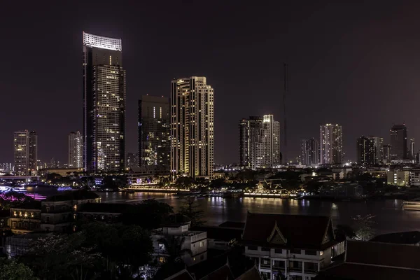 Bangkok Thailand Feb 2020 Skyscrapers Business District Bangkok Night Bangkok — Stock Photo, Image