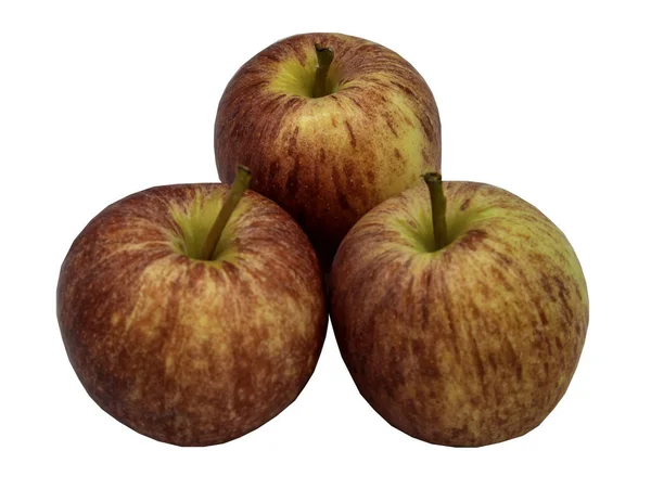 Reife Rote Äpfel Obst Nahaufnahme Isoliert Auf Weißem Hintergrund Mit — Stockfoto