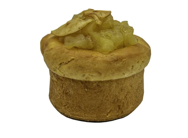 Geleneksel Fransız Tatlı Tatlısı Apple Brioche Kırpma Yolu Ile Beyaz — Stok fotoğraf