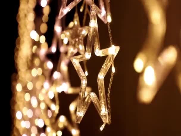 Decoração Iluminação Natal Com Luzes Led Brilhantes Forma Uma Estrela — Vídeo de Stock