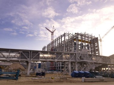 Zenginleştirme fabrikası inşaatı. Madencilik ve işleme tesisi. Sylvinite madenciliği. Petrikov Bölgesi, Belarus Cumhuriyeti.