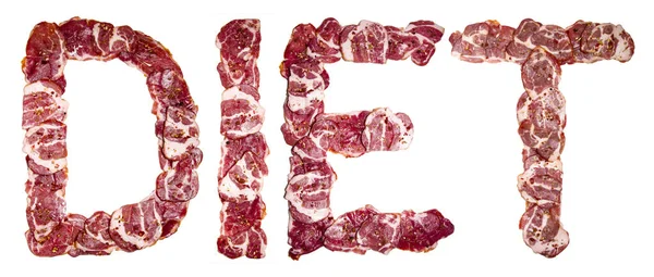 Diyet olsun. Taze et alfabesi. Tasarım için kavramsal yazı tipi.