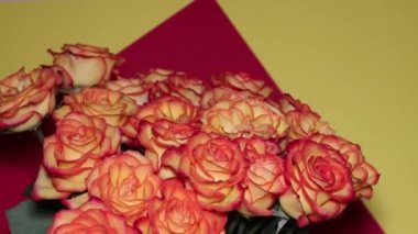 A wonderful bouquet of orange roses for your loved one. Romantic evening. Surprise for a loved one. Love and romance.