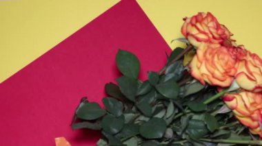 A wonderful bouquet of orange roses for your loved one. Romantic evening. Surprise for a loved one. Love and romance.