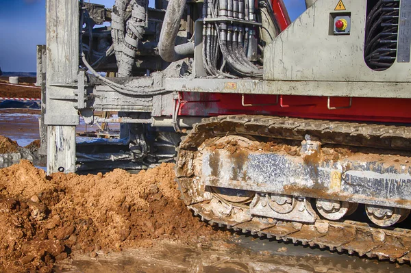 Platforma Wiertnicza Wiercę Głęboko Studni Narożnik Przemysł Poszukiwania Minerałów — Zdjęcie stockowe