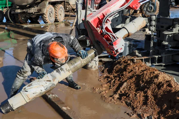 Platforma Wiertnicza Wiercę Głęboko Studni Narożnik Przemysł Poszukiwania Minerałów — Zdjęcie stockowe