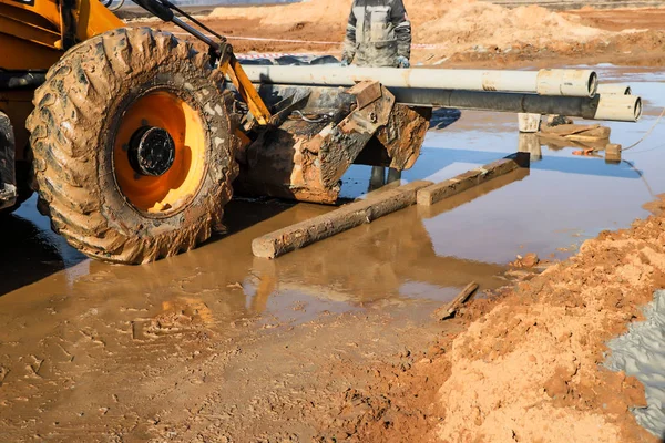 Platforma Wiertnicza Wiercę Głęboko Studni Dodatkowe Wyposażenie Mechanizmy Wiercenia Dostawa — Zdjęcie stockowe