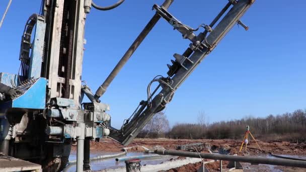 Work Rig Drilling Flushing Solution Device Wells Deep Freezing Soil — Stock Video