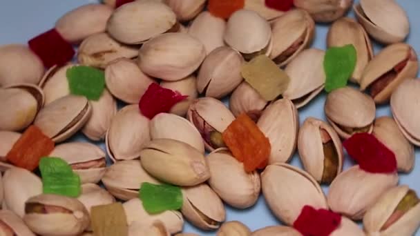 Mogyoró Mandula Mogyoró Kesudió Szárított Gyümölcs Ásványokban Vitaminokban Gazdag Egészséges — Stock videók