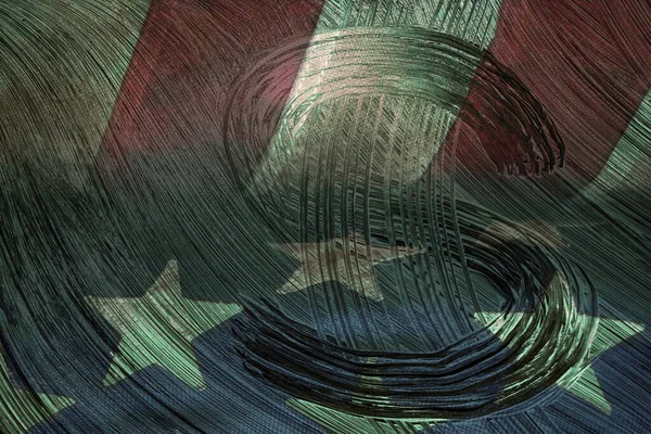 Символ Американской Валюты Фоне Флага Сша Символ Доллара Раскрашенный Кистью — стоковое фото