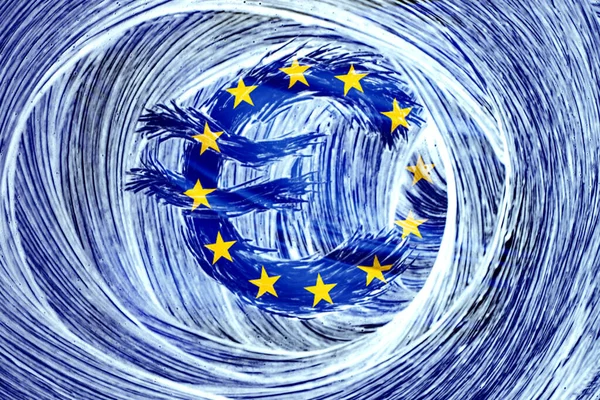 Символ Євро Тлі Прапора Європейського Союзу Європа Ручний Малюнок Пензлем — стокове фото