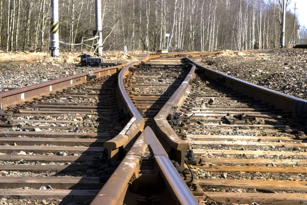Railway Track Railway Rails Arrow Denouement — Stock Photo, Image