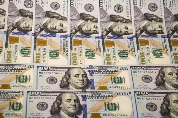 Antecedentes Com Dinheiro Americano Notas Cem Dólares — Fotografia de Stock