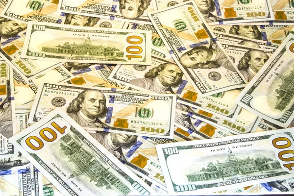 Antecedentes Com Dinheiro Americano Notas Cem Dólares — Fotografia de Stock