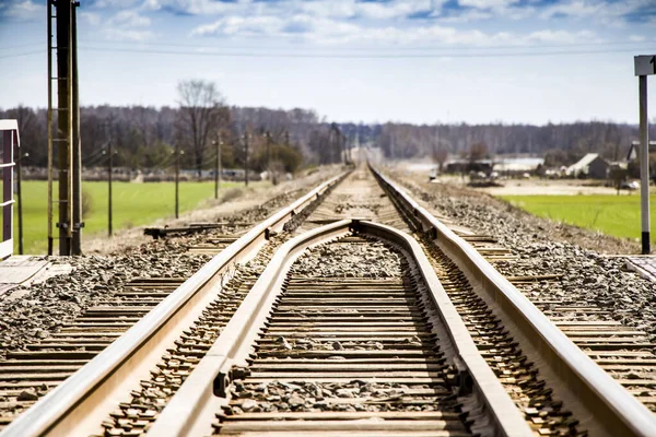 Railway Track Railway Rails Arrow Denouement — Stock Photo, Image