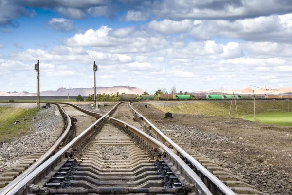 Railway Track Railway Rails Arrow Denouement — Stock Photo, Image