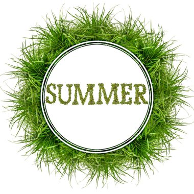 Yazılı parlak yeşil çim çemberi. Yazılı. Tasarım kavramları.