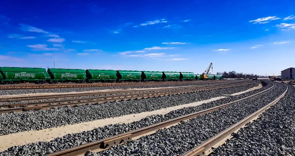 Wagens Met Potas Meststoffen Salihorsk Wit Rusland Vervoer Spoor 2020 — Stockfoto