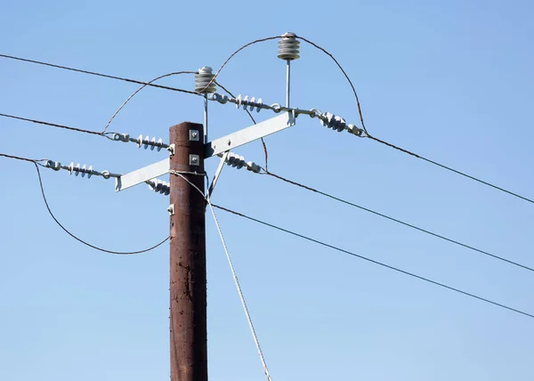Power lines with blue sky — Stock Photo, Image