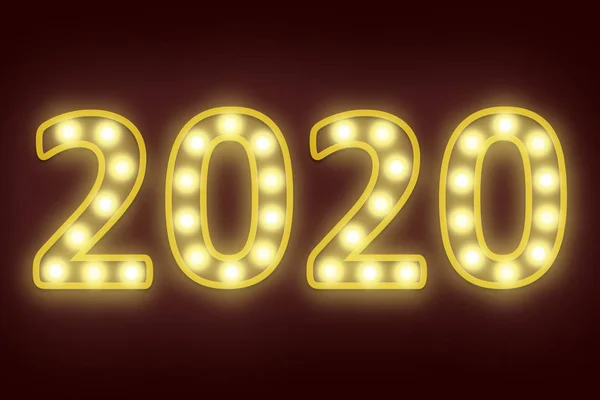 light bulb flashing in number 2020 for happy new year 2020 new year eve celebration background