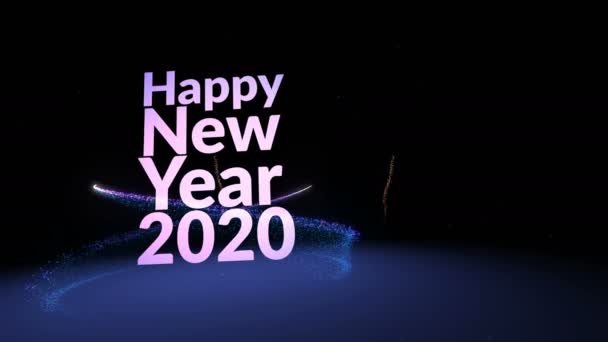 Happy New Year 2020 Greeting Text Particles Sparks New Year — Stock Video