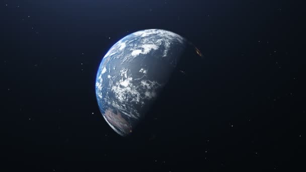 Космічний Погляд Землю Обертається Навколо Збільшенням Руху Надзвичайно Реалістична Анімація — стокове відео