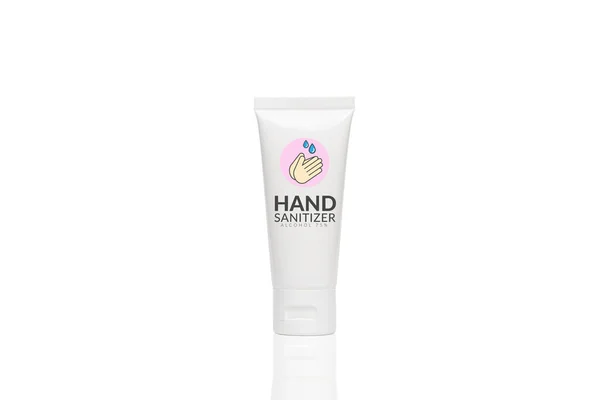 Gel Álcool Higienizador Mão Tubo Plástico Branco Isolado Fundo Branco — Fotografia de Stock