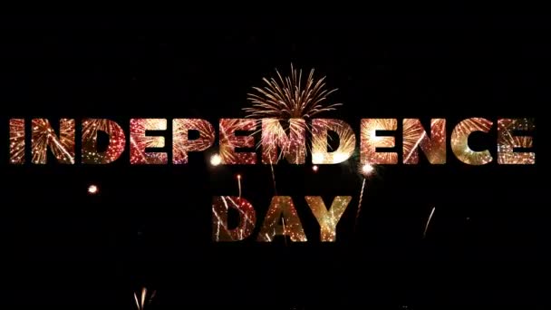 Feuerwerk Der Feier Zum Unabhängigkeitstag Schleife Von Echtem Goldenem Feuerwerk — Stockvideo