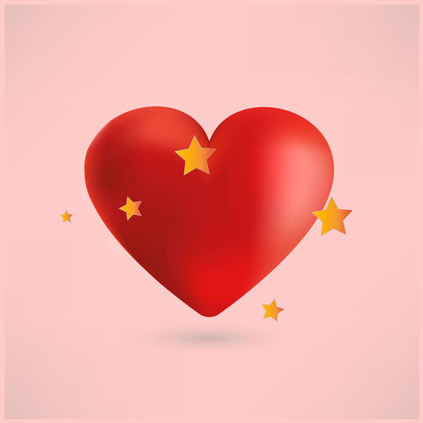 Red heart with stars — Stock Photo, Image