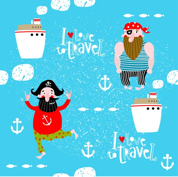 Cute cartoon pirates — Stock Vector