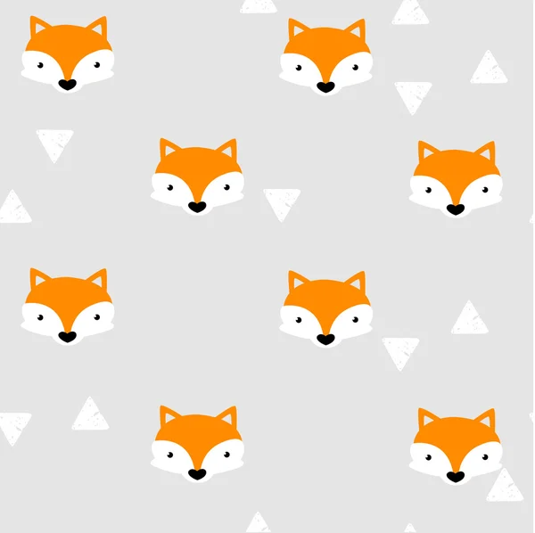 Χωρίς ραφή πρότυπο διάνυσμα με αλεπούδες πρόσωπα και γεωμετρικά σχήματα. Γεωμετρικά, αφηρημένη. Μπορεί να χρησιμοποιηθεί για την εκτύπωση. — Διανυσματικό Αρχείο