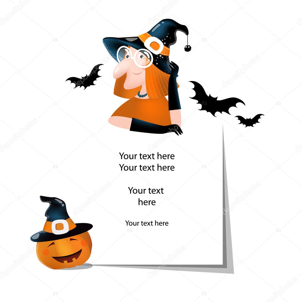 Wektor Ilustracja Na Halloween Rzeczy Z Kreskówka Czarownica Dyni