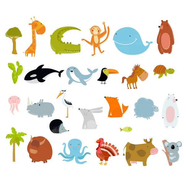 Grand ensemble de vecteurs d'animaux . — Image vectorielle