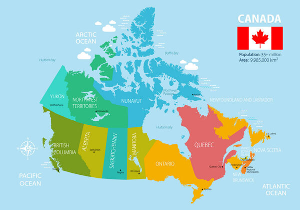 Political map of Canada.
