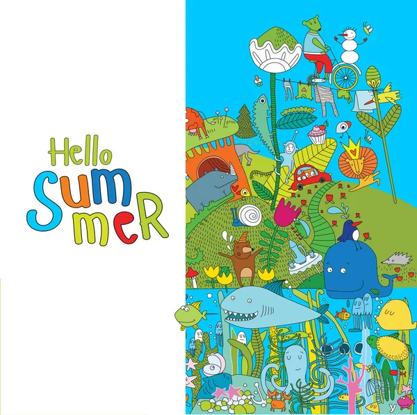 Vector illustration with many cartoon characters Stock Illustration
