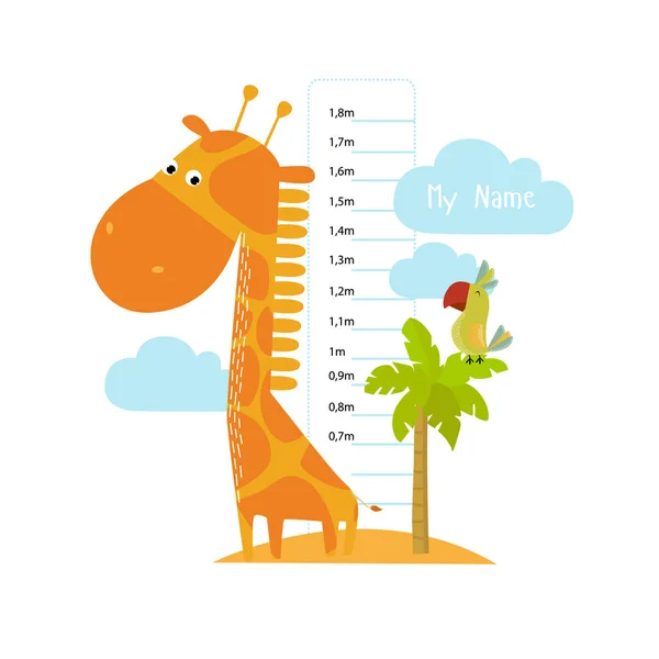 Estadiômetro vetorial com girafa — Vetor de Stock