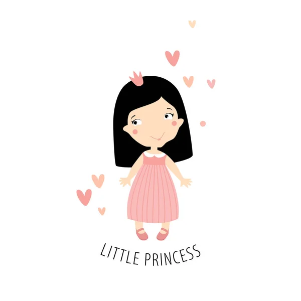 Pembe elbisenin içinde küçük Prenses — Stok Vektör