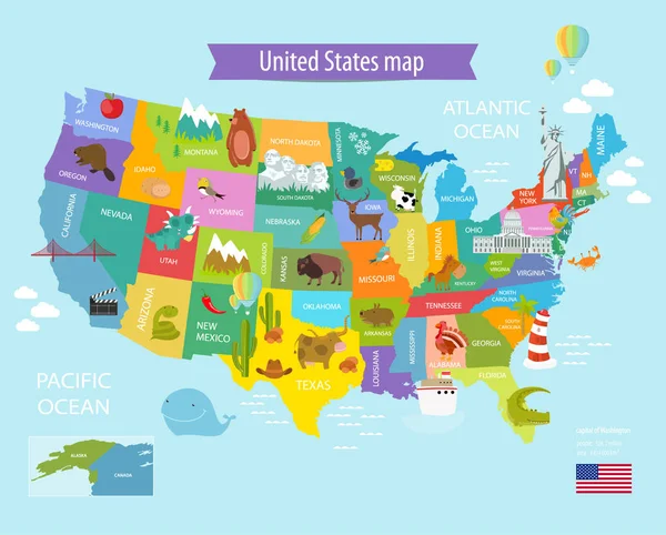 アメリカのベクトル地図 — ストックベクタ