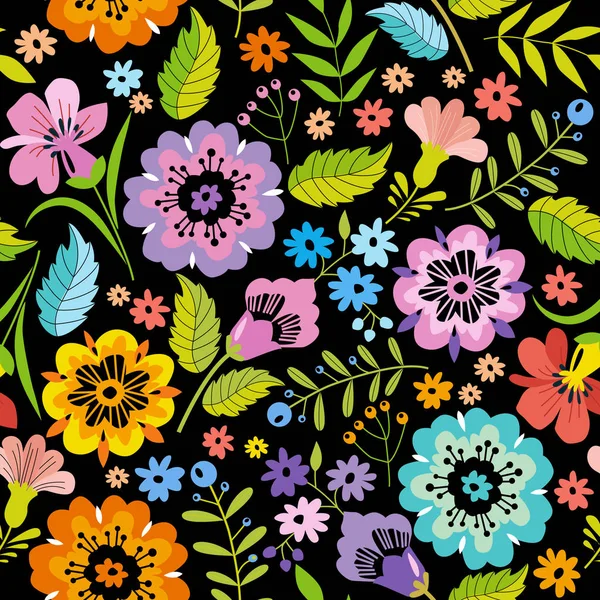 Padrão Floral Bonito Flor Brilhante Ditsy Print Motivos Espalhados Aleatoriamente — Vetor de Stock