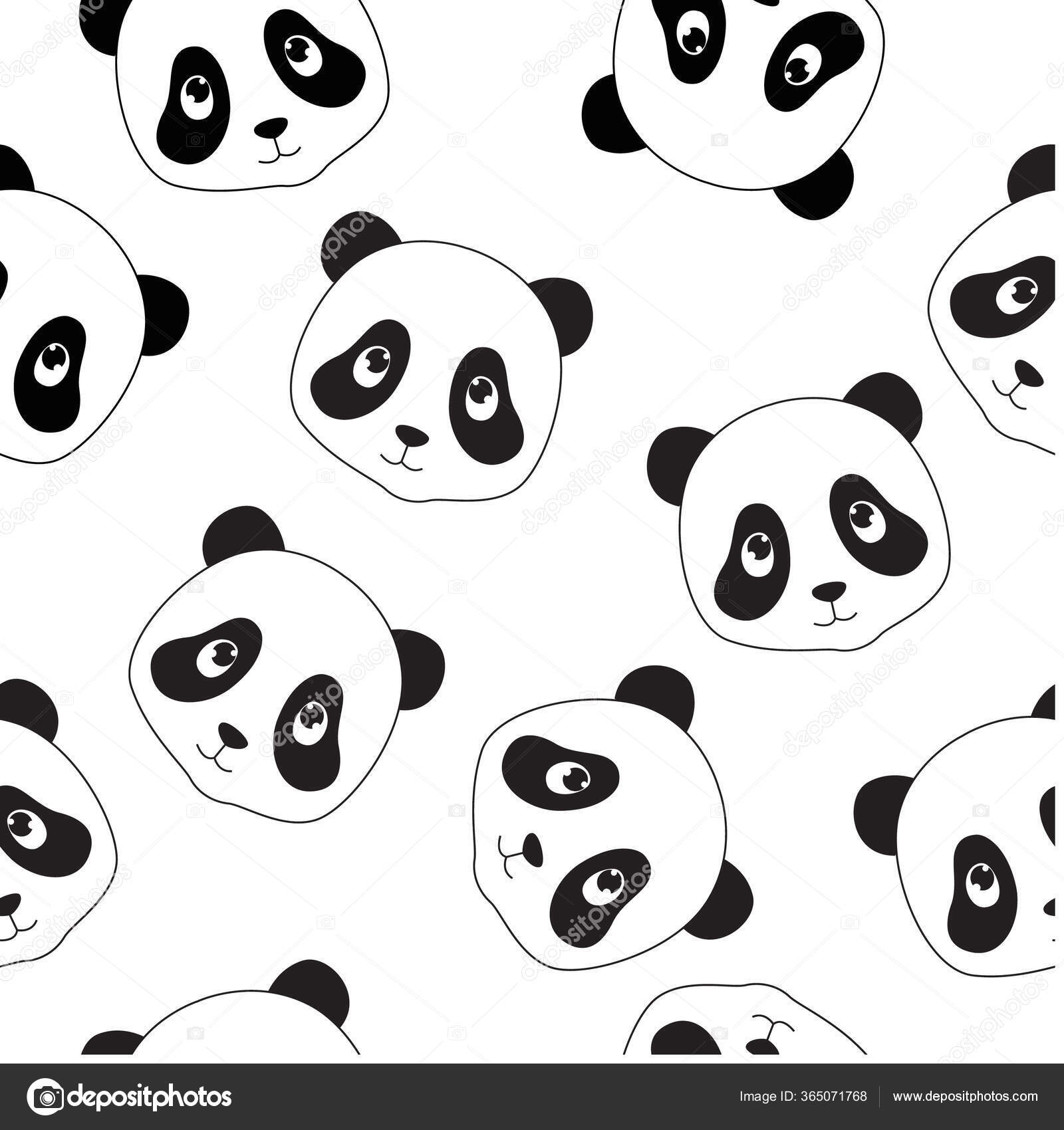 Vektorweißer Hintergrund Mit Niedlichen Pandas Cartoon ...
