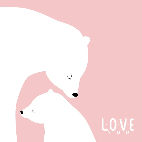 Vektorová Ilustrace Ledními Medvědy Matka Dítě Nápis Miluji Lze Použít — Stockový vektor