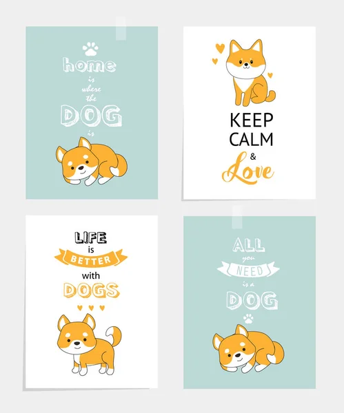 Vector Set Motiverende Posters Met Honden Het Leven Beter Met — Stockvector