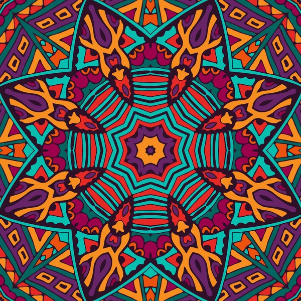 Mandala floral abstracto tribal patrón sin costuras — Archivo Imágenes Vectoriales