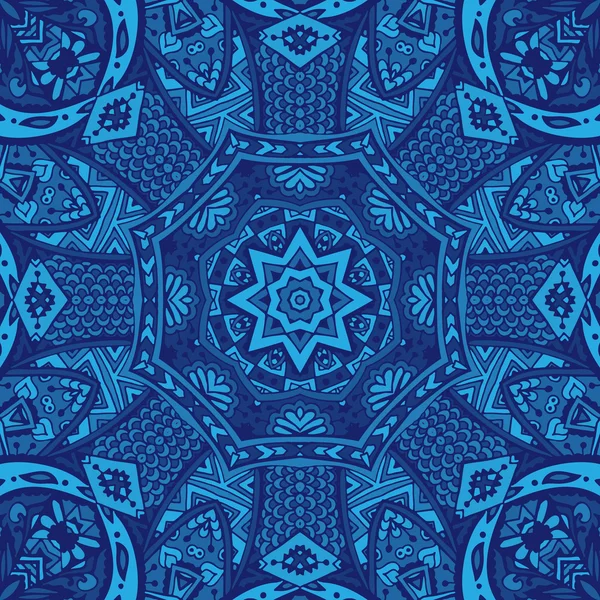 Mosaik gekachelt blauer Vektor nahtloses Muster — Stockvektor